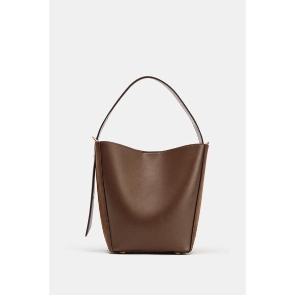 Zara Handbags - ZARA Brown Faux Leather Combination Bucket Bag